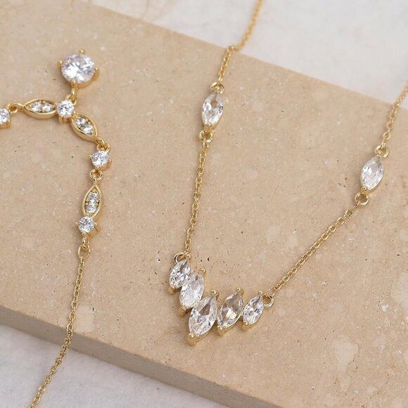 Sparkly Rhinestone Pendant Necklace for Woman, Dainty Cubic Zirconia Crystal Adj - Picture 7 of 7